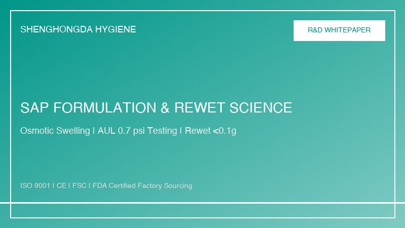 Super absorbent polymer SAP formulation and rewet science lab test